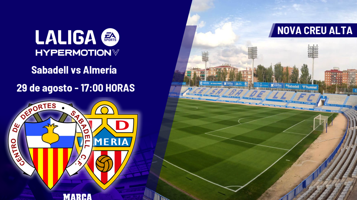 Sabadell - Almería: horario, dónde ver en TV y canal del partido de LaLiga Hypermotion