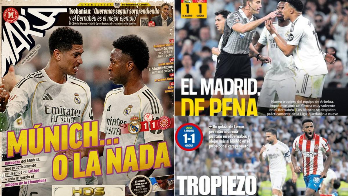 Las portadas tras el pinchazo del Madrid contra el Girona