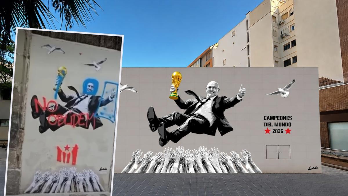 Valencia rescata el mural de la selección española que fue vandalizado en Barcelona