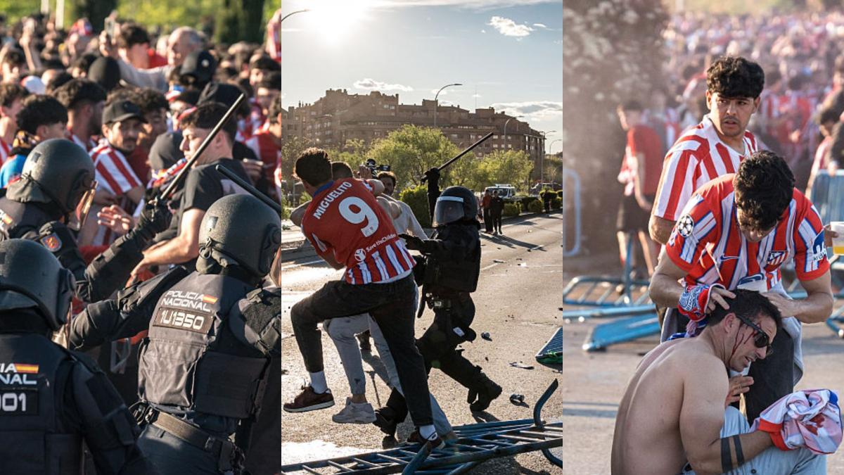 Heridos y cargas policiales en la previa del Atlético-Barcelona