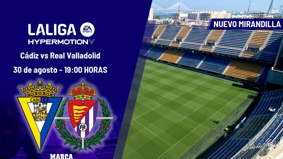 Cádiz - Real Valladolid: horario, canal de TV y dónde ver hoy en directo online el partido de LaLiga Hypermotion