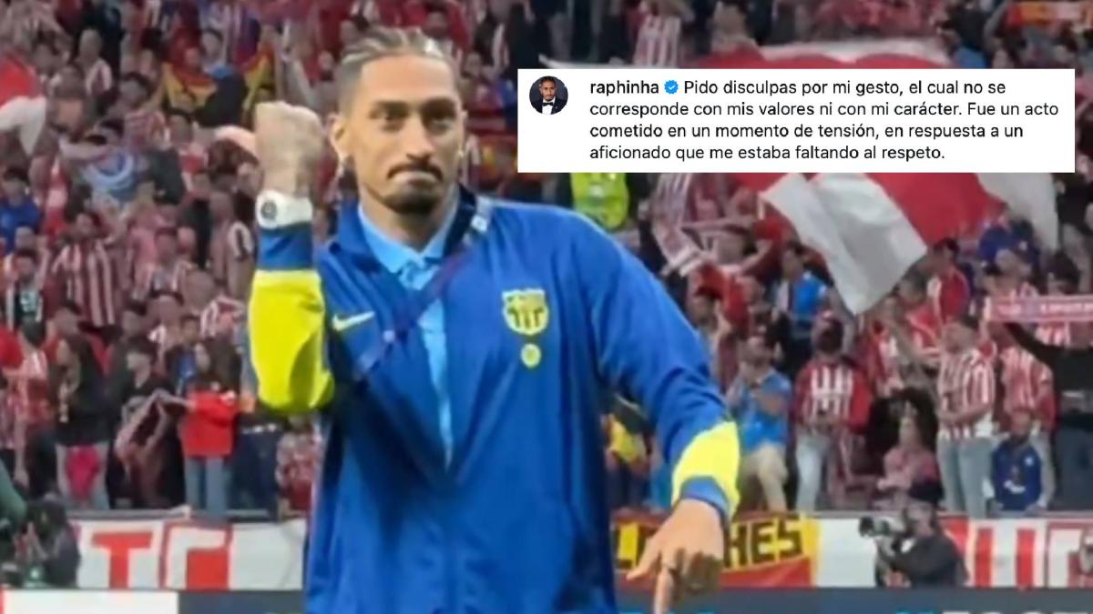 Raphinha se disculpa tras su “pa’ fuera” a la afición del Atlético